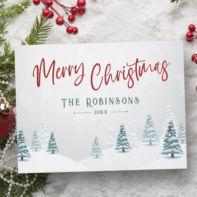Cartão Postal De Festividades Árvore de inverno feliz Na moda de Natal (Criador carregado)