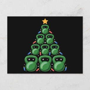 Cartão Postal De Festividades Árvore de Kettlebell de Natal Academia Fitness Exe