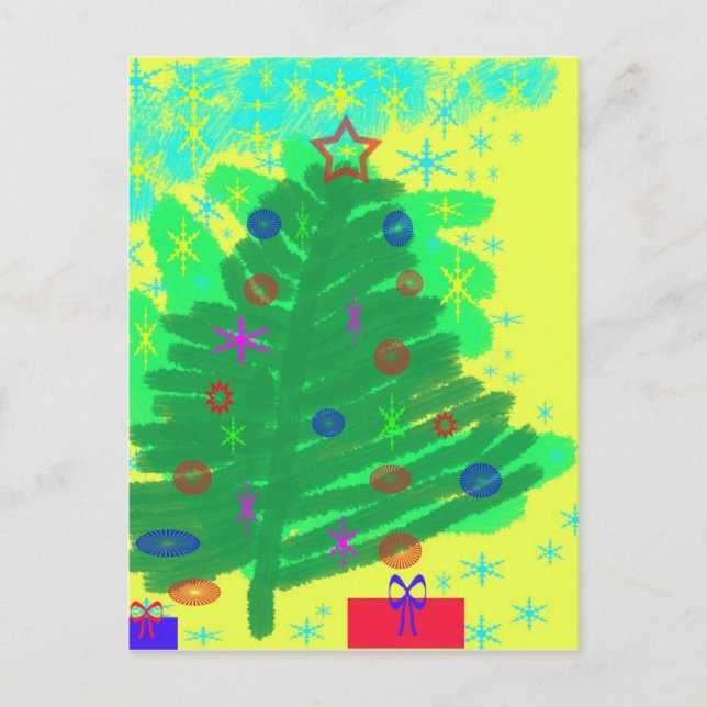 Cartão Postal De Festividades Árvore de Natal (Frente)