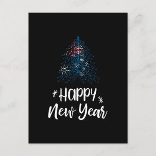 Cartão Postal De Festividades Árvore de Natal Ano Novo com bandeira australiana