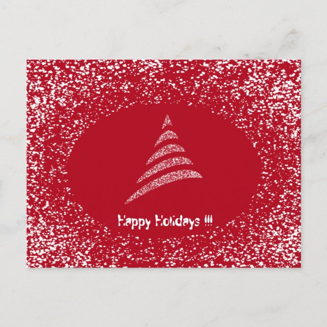 Cartão Postal De Festividades Árvore de Natal Artístico Monocromática (Frente)