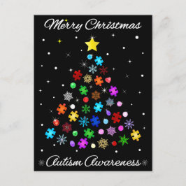 Cartão Postal De Festividades Árvore de Natal Autism Snowflake