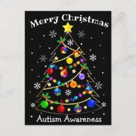 Cartão Postal De Festividades Árvore de Natal Autismo Colorida
