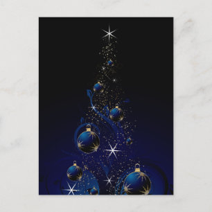 Cartão Postal De Festividades Árvore de Natal Azul Esparsa