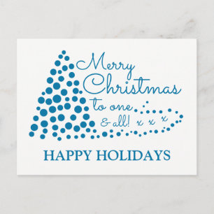 Cartão Postal De Festividades Árvore de Natal Azul, Férias Felizes Feriados Post