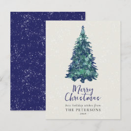 Cartão Postal De Festividades Árvore de Natal Azul Festiva Moderna