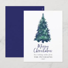 Cartão Postal De Festividades Árvore de Natal Azul Festiva Moderna