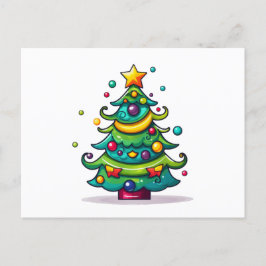 Cartão Postal De Festividades Árvore de Natal Bonita com Ornamentos