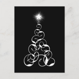 Cartão Postal De Festividades Árvore de Natal branca e preta