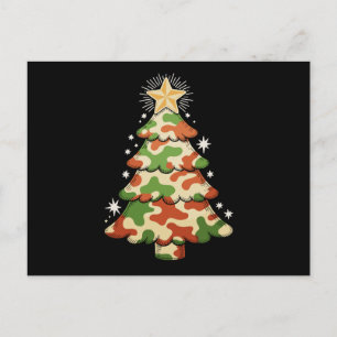 Cartão Postal De Festividades Árvore de Natal Camuflada Camuflagem Militar Natal