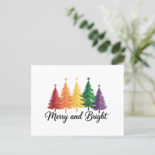 Cartão Postal De Festividades Árvore De Natal Colorida Alegre E Brilhante Gay LG
