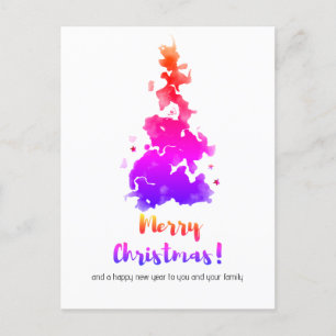 Cartão Postal De Festividades Árvore de Natal Colorida Minimalista