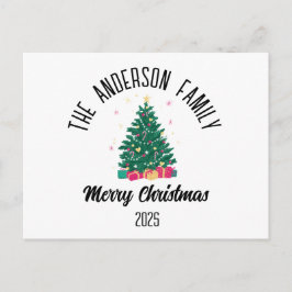 Cartão Postal De Festividades Árvore de Natal com Luzes Nome Personalizado