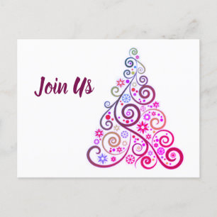 Cartão Postal De Festividades Árvore de Natal com Redemoinho e Padrão