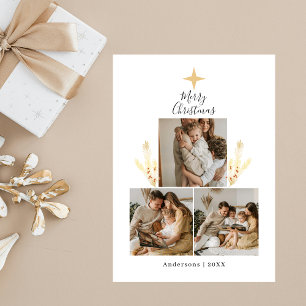 Cartão Postal De Festividades Árvore de Natal da Família Moderna 3 Colagem de Fo