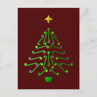 Cartão Postal De Festividades Árvore de Natal de arte incomum em pixéis