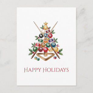 Cartão Postal De Festividades Árvore de Natal de Bolas de Bilhar Natal