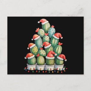 Cartão Postal De Festividades Árvore de Natal de Cacto Luzes de Natal Suculenta