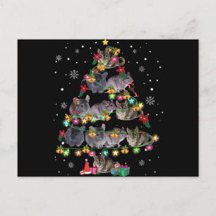 Cartão Postal De Festividades Árvore de Natal de Chinchila Amante de Roedores En