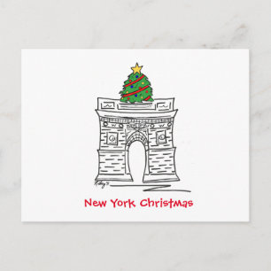 Cartão Postal De Festividades Árvore de Natal de Nova Iorque NYC Washington Squa