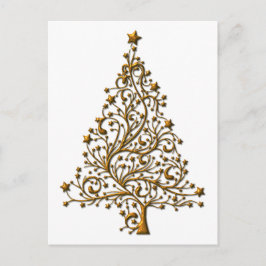Cartão Postal De Festividades Árvore de Natal de Ouro Elegante