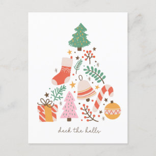 Cartão Postal De Festividades Árvore de Natal Deck The Halls