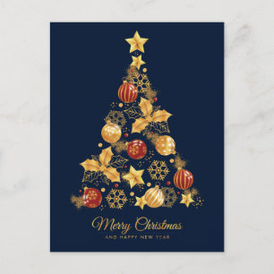 Cartão Postal De Festividades Árvore de Natal decorativa
