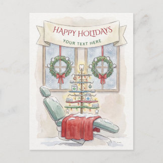 Cartão Postal De Festividades Árvore de Natal Dental Dentista Natal Férias