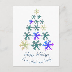 Cartão Postal De Festividades Árvore de Natal do Floco de Neve Personalizada de