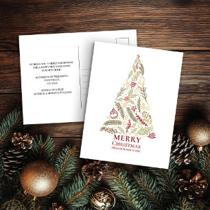 Cartão Postal De Festividades Árvore de Natal e Azevinho se Mudam