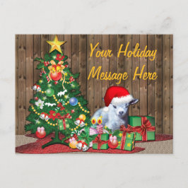 Cartão Postal De Festividades Árvore de Natal e Gato de Bebê