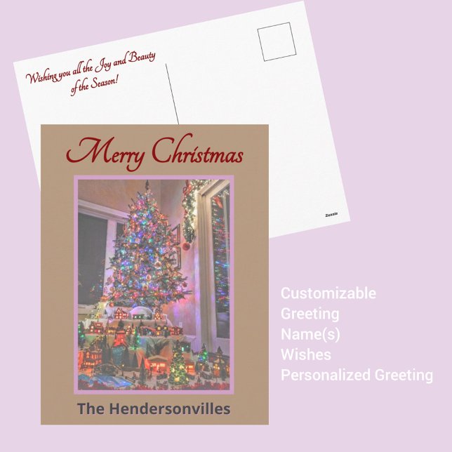 Cartão Postal De Festividades Árvore de Natal e Vila Fotográfica (Criador carregado)