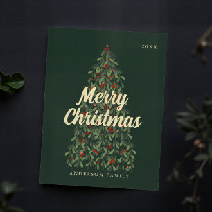 Cartão Postal De Festividades Árvore de Natal Elegante Moderna de Feliz Natal