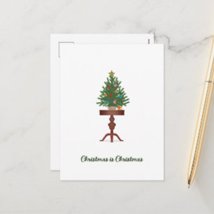 Cartão Postal De Festividades Árvore de Natal em Mesa Lateral Natal