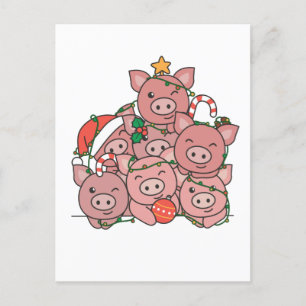Cartão Postal De Festividades Árvore de Natal Engraçado Natal Animal