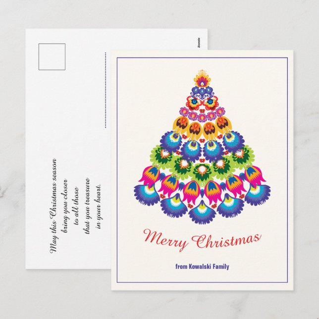 Cartão Postal De Festividades 🎄 árvore de Natal - estilo folclore (Frente/Verso)