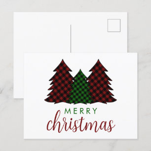Cartão Postal De Festividades Árvore de Natal Feliz da Xadrez de Natal