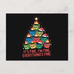 Cartão Postal De Festividades Árvore de Natal Fogueira no Lixo Tudo Bem Estou Be