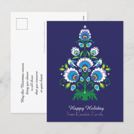 Cartão Postal De Festividades 🎄 árvore de Natal - folclore [branco e verde] azu