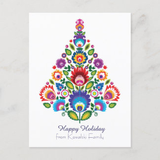 Cartão Postal De Festividades 🎄 árvore de Natal - folclore [branco] Feriado