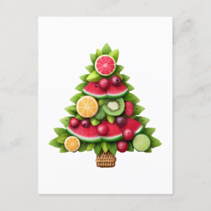 Cartão Postal De Festividades Árvore de Natal Frutada Design de Férias Saudáveis