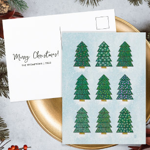 Cartão Postal De Festividades Árvore de Natal Geométrica Desejos em Família