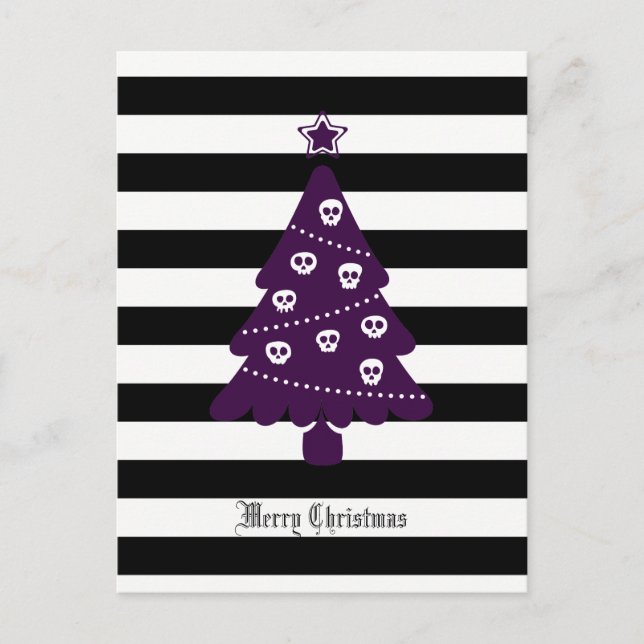 Cartão Postal De Festividades Árvore de Natal Gótica com Stripes (Frente)
