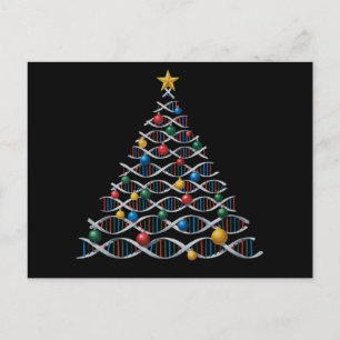 Cartão Postal De Festividades Árvore de Natal Hélice de DNA Biologia Professor d