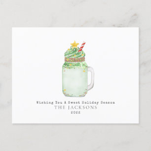 Cartão Postal De Festividades Árvore de Natal Milkshake Sweet