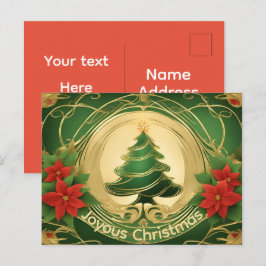 Cartão Postal De Festividades Árvore de Natal Moderna e Elegante com Acabamento