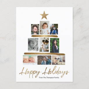 Cartão Postal De Festividades Árvore de Natal Moderna Fotos de Família com Letra
