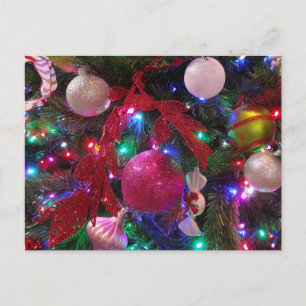 Cartão Postal De Festividades Árvore de Natal Multicolorida Festa Colorida