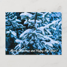 Cartão Postal De Festividades Árvore de Natal na Neve de Inverno