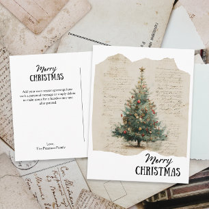 Cartão Postal De Festividades Árvore de Natal Nostálgica Jornal Vintage